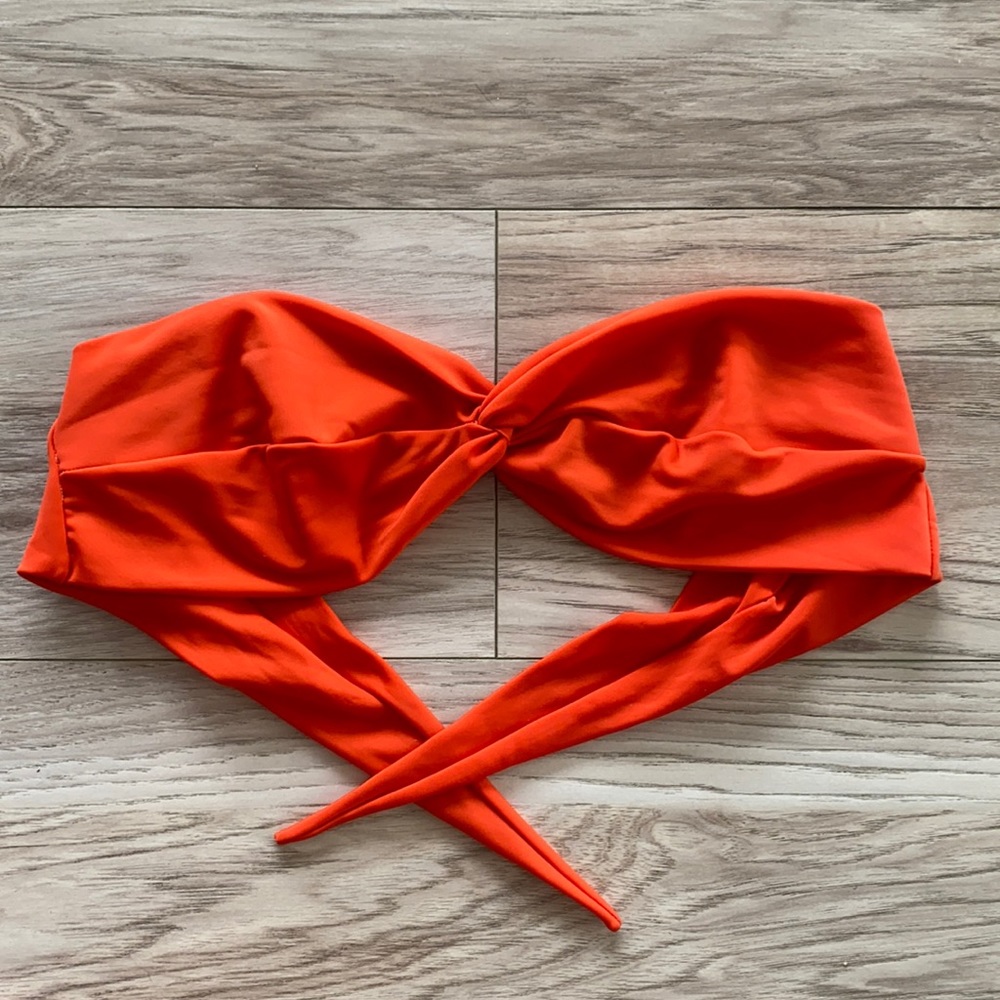 Orange Strapless Tie Back Bikini Top One Size